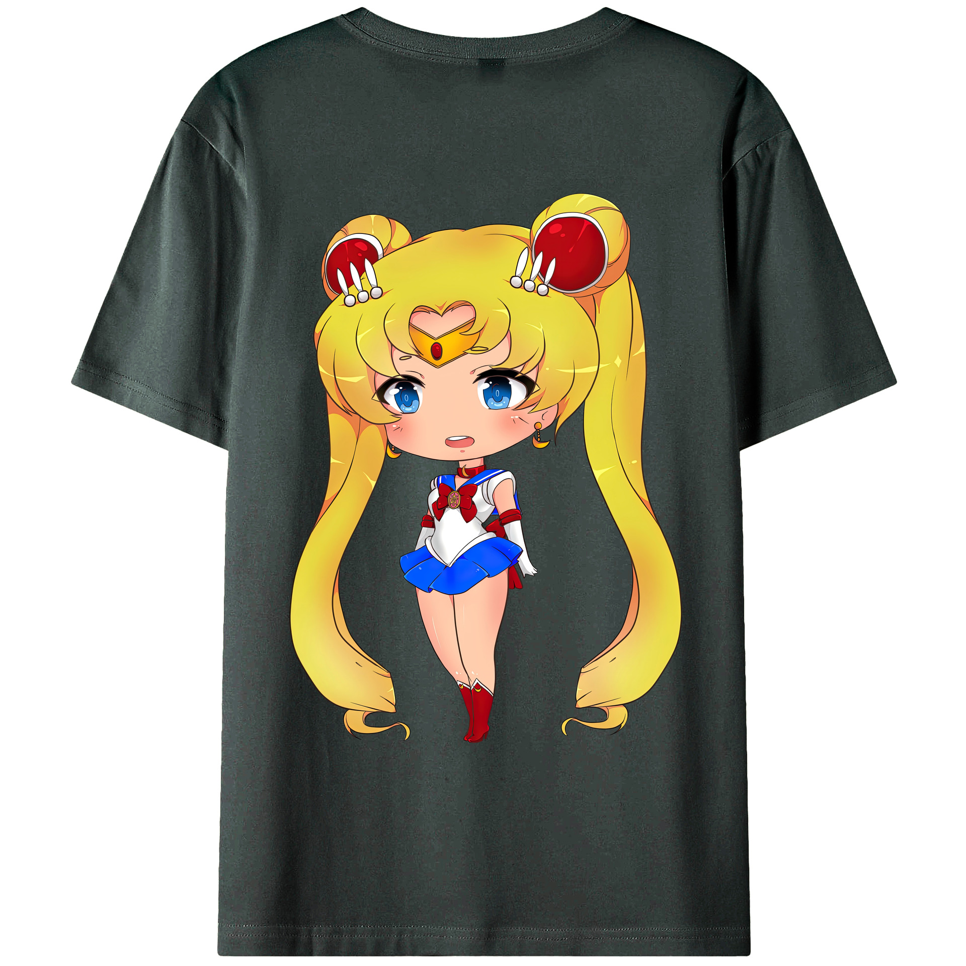 （画像用） 美少女戦士セーラームーン 月野 うさぎ つきの うさぎ Sailor Moon Tsukino Usagi 綿100％ メンズ半袖Tシャツ（バックプリント） 通気性
